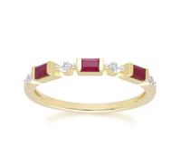 Gemondo Classic Baguette Ruby & Diamond Eternity Ring in 9ct Yellow Gold - P