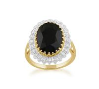 Gemondo Classic Dark Sapphire & Diamonds Luxe Ring in 9ct Gold - U