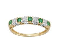 Gemondo Classic Emerald & Diamond Eternity Ring in 9ct Yellow Gold - S