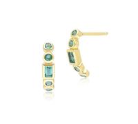 Classic Emerald Half Eternity Hoop Earrings in 9ct Yellow Gold