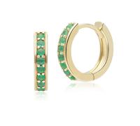 Gemondo Classic Emerald Huggie Hoop Earrings in 9ct Yellow Gold