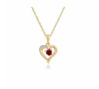 Gemondo Classic Heart Ruby & Diamond Heart Pendant in 9ct Yellow Gold