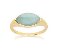 Gemondo Classic Marquise Green Jadeite Ring in 9ct Yellow Gold - O