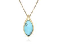 Gemondo Classic Marquise Turquoise Pendant Necklace in 9ct Yellow Gold