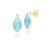 Gemondo Classic Marquise Turquoise Stud Earrings in 9ct Yellow Gold