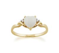 Gemondo Classic Opal & Diamonds Heart Ring in 9ct Yellow Gold - N
