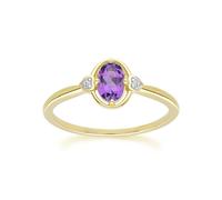 Gemondo Classic Oval Amethyst & Diamond Heart Ring In 9ct Yellow Gold - M