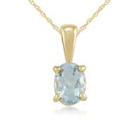 Gemondo Classic Oval Aquamarine 0.60ct Pendant in 9ct Yellow Gold