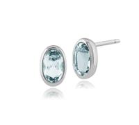 Gemondo Classic Oval Aquamarine Stud Earrings in 9ct White Gold 6x4mm