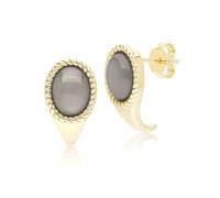 Gemondo Classic Oval Black Moonstone Drop Stud Earrings in 9ct Yellow Gold