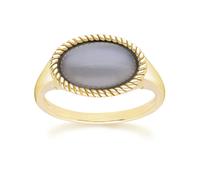 Gemondo Classic Oval Black Moonstone Ring in 9ct Yellow Gold - L