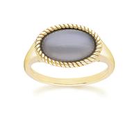 Gemondo Classic Oval Black Moonstone Ring in 9ct Yellow Gold - O