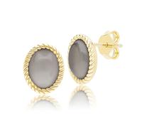 Gemondo Classic Oval Black Moonstone Stud Earrings in 9ct Yellow Gold