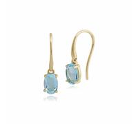 Gemondo Classic Oval Blue Topaz Claw Set Drop Earrings in 9ct Yellow Gold