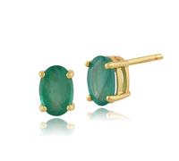 Gemondo Classic Oval Emerald Stud Earrings in 9ct Yellow Gold 6x4mm
