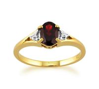 Gemondo Women's Classic Oval Garnet & Diamond Ring in 9ct Yellow Gold in Red | Size: j Gemondo Red j