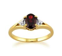 Gemondo Classic Oval Garnet & Diamond Ring in 9ct Yellow Gold - Z
