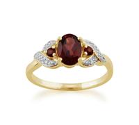Gemondo Classic Oval Mozambique Garnet & Diamond Ring in 9ct Yellow Gold - M