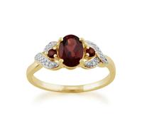Gemondo Classic Oval Mozambique Garnet & Diamond Ring in 9ct Yellow Gold - O