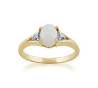 Gemondo Classic Oval Opal & Diamond Ring in 9ct Yellow Gold - L