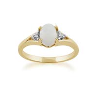 Gemondo Classic Oval Opal & Diamond Ring in 9ct Yellow Gold - S
