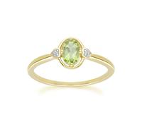 Gemondo Classic Oval Peridot & Diamond Heart Ring In 9ct Yellow Gold - M