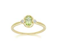 Gemondo Classic Oval Peridot & Diamond Heart Ring In 9ct Yellow Gold - N