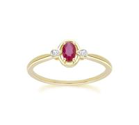 Gemondo Classic Oval Ruby & Round Diamond Ring In 9ct Yellow Gold Size: M