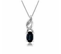 Gemondo Classic Oval Sapphire & Diamond Pendant in 9ct White Gold