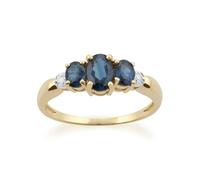 Gemondo Classic Oval Sapphire & Diamond Trilogy Ring in 9ct Yellow Gold - N