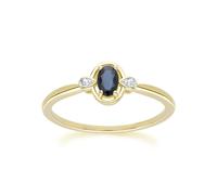 Gemondo Classic Oval Sapphire & Round Diamond Ring In 9ct Yellow Gold - P