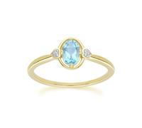 Gemondo Classic Oval Topaz & Diamond Heart Ring In 9ct Yellow Gold - N