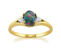 Gemondo Classic Oval Triplet Opal & Diamond Ring in 9ct Yellow Gold - M