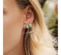 Gemondo Classic Oval Turquoise Drop Stud Earrings in 9ct Yellow Gold