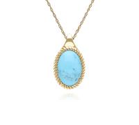 Gemondo Classic Oval Turquoise Pendant Necklace in 9ct Yellow Gold