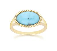 Gemondo Classic Oval Turquoise Ring in 9ct Yellow Gold - P