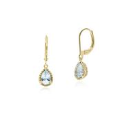 Gemondo Classic Pear Aquamarine Dangle Earrings in 9ct Yellow Gold