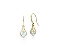 Gemondo Aquamarine Earring, 9ct Yellow Gold Aquamarine & Diamond Leaf Drop Earrings