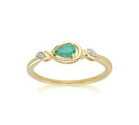 Gemondo Classic Pear Emerald & Diamond Ring In 9ct Yellow Gold - N