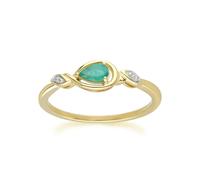 Gemondo Classic Pear Emerald & Diamond Ring In 9ct Yellow Gold - O