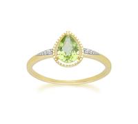 Gemondo Classic Pear Peridot & Diamond Ring In 9ct Yellow Gold - N