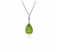 Classic Pear Peridot Pendant in 9ct White Gold