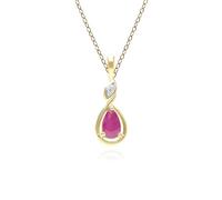 Gemondo Classic Pear Ruby & Diamond Pendant Necklace In 9ct Yellow Gold