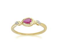 Gemondo Classic Pear Ruby & Diamond Ring In 9ct Yellow Gold - L