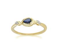 Gemondo Classic Pear Sapphire & Diamond Ring In 9ct Yellow Gold - P