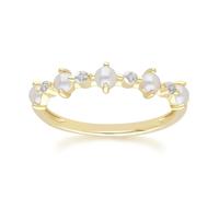 Classic Pearl & Diamond Eternity Ring in 9ct Yellow Gold Size: N