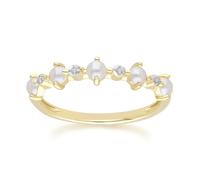 Gemondo Classic Pearl & Diamond Eternity Ring in 9ct Yellow Gold - P