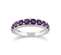Gemondo Classic Round Amethyst Half Eternity Ring in 925 Sterling Silver - K