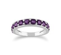 Gemondo Classic Round Amethyst Half Eternity Ring in 925 Sterling Silver - N