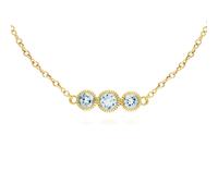 Gemondo Classic Round Aquamarine Three Stone Milgrain Bracelet in 9ct Yellow Gold